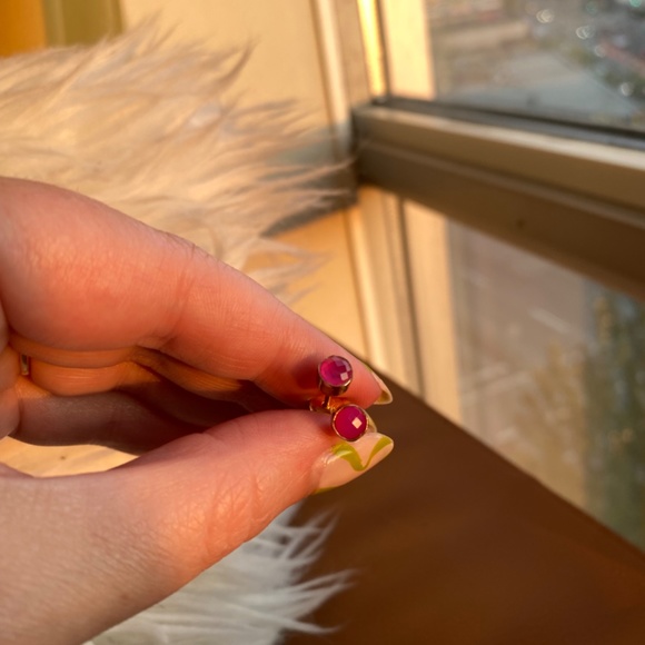 Leah Alexandra Fuchsia Onyx Studs - Picture 3 of 4